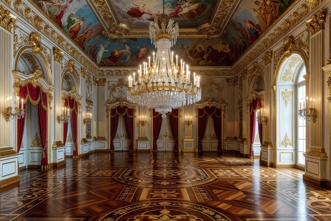 Intérieur somptueux d'un palais russe du XVIIIe siècle, architecture baroque impériale